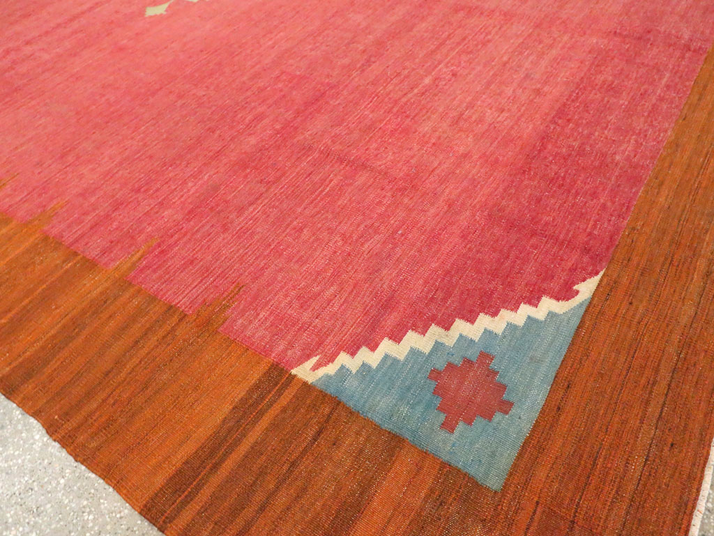 Antique Indian Flatweave Dhurrie Room Size Carpet, No.29772 - Gss