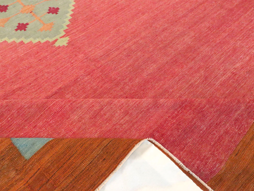 Antique Indian Flatweave Dhurrie Room Size Carpet, No.29772 - Gss