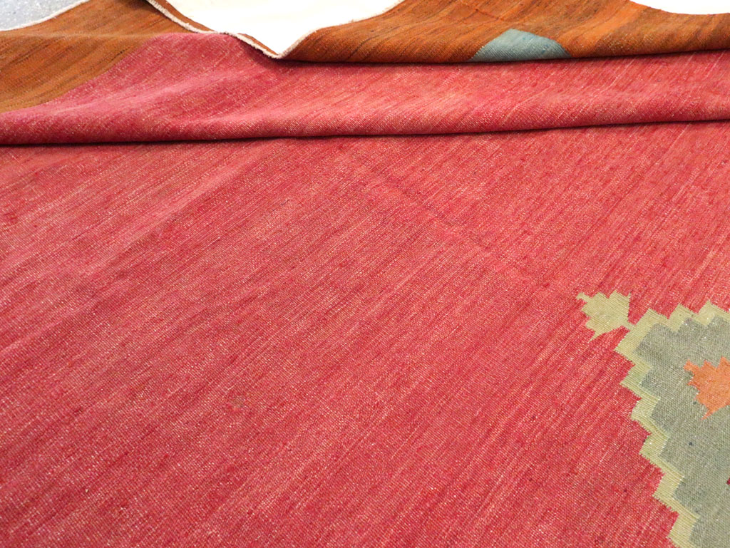 Antique Indian Flatweave Dhurrie Room Size Carpet, No.29772 - Gss