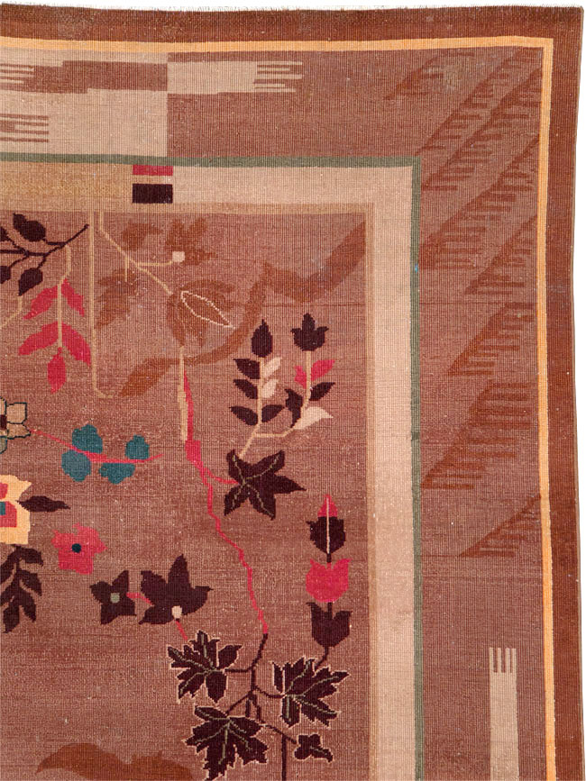 Chinese Art Deco Inspired Vintage Indian Carpet, No.29773 - Gss