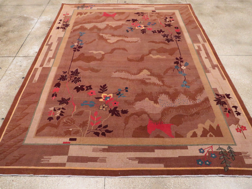Chinese Art Deco Inspired Vintage Indian Carpet, No.29773 - Gss