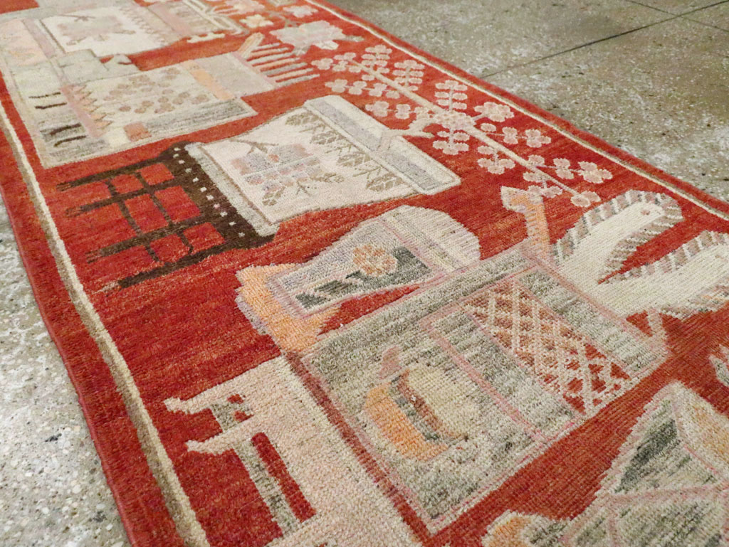 Vintage East Turkestan Pictorial Khotan Runner, No.29780 - Gss