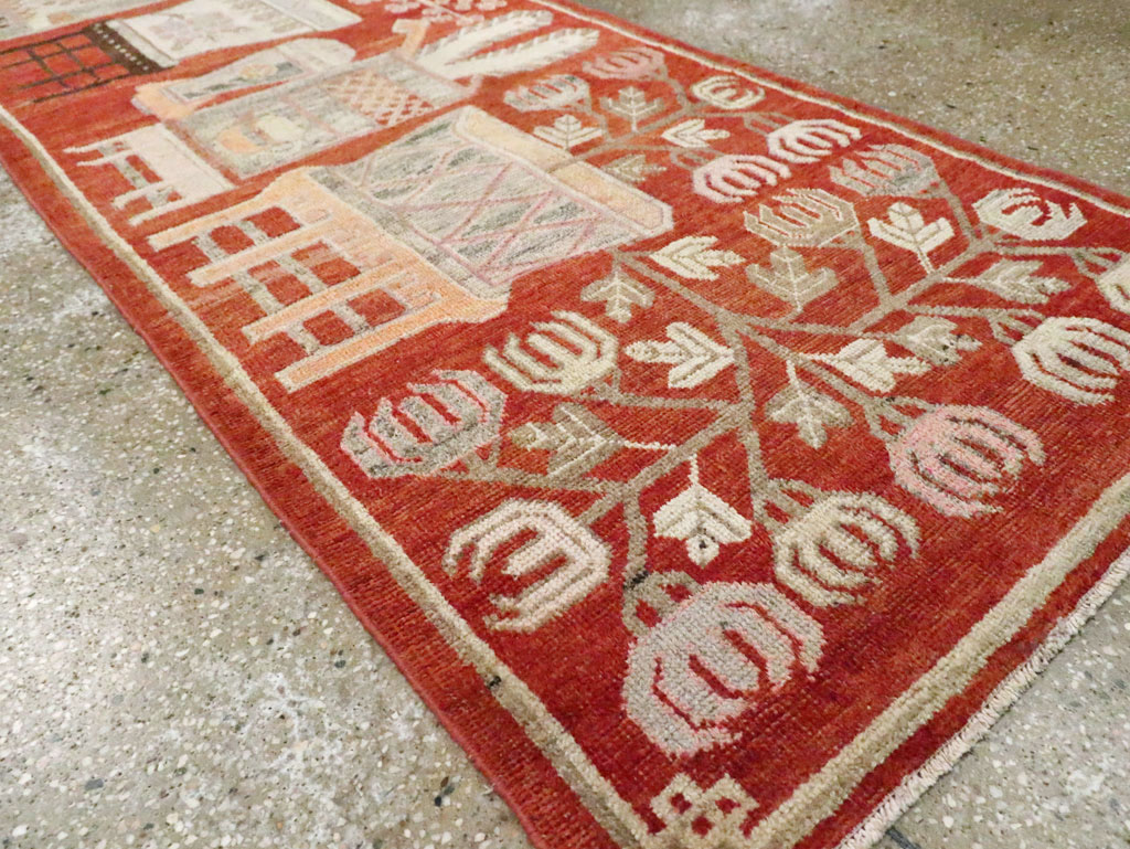 Vintage East Turkestan Pictorial Khotan Runner, No.29780 - Gss