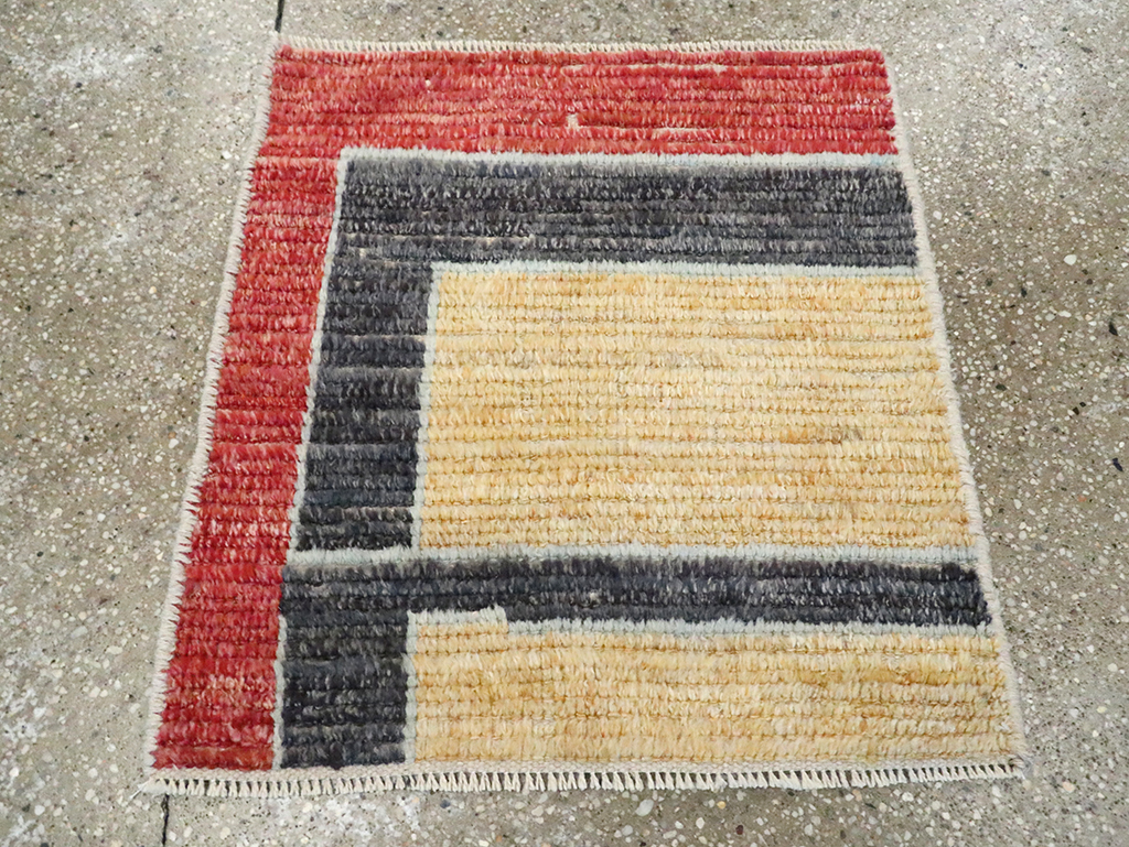 Contemporary Turkish Tulu Square Throw Rug (Pair: 1 of 2), No.29782 - Gss
