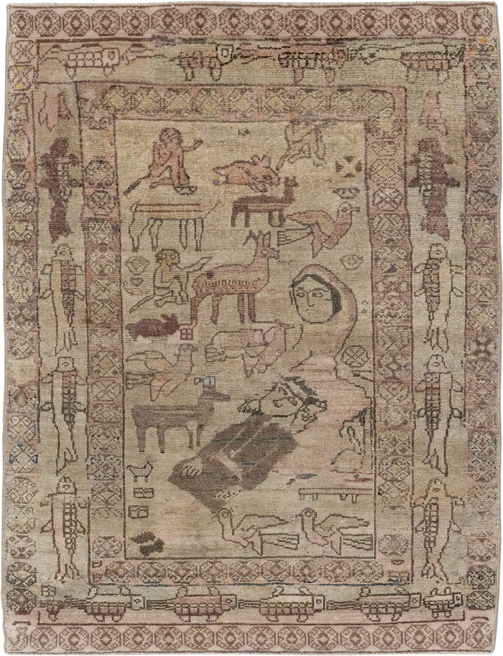 Antique Persian Malayer Pictorial Rug, No.29795 - Gss