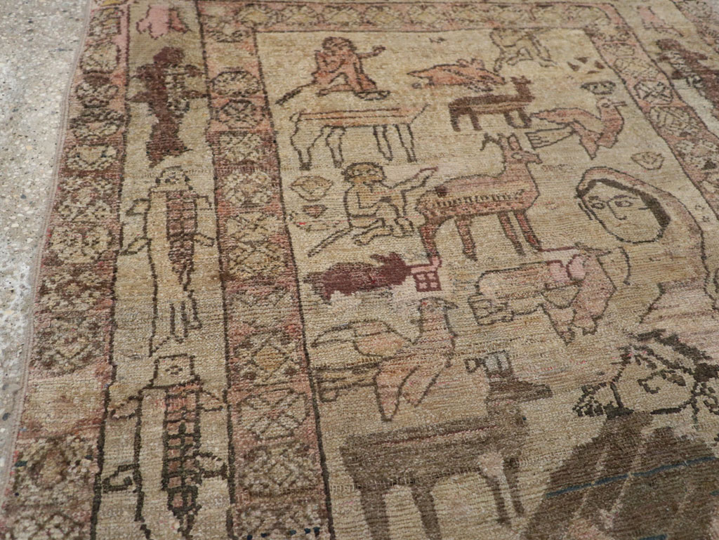 Antique Persian Malayer Pictorial Rug, No.29795 - Gss