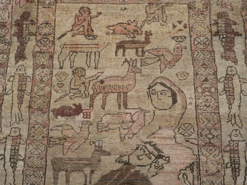Antique Persian Malayer Pictorial Rug, No.29795 - Gss
