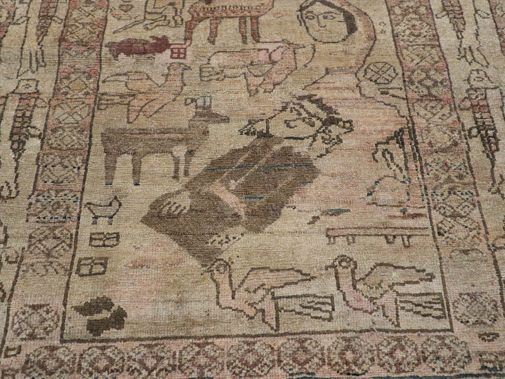 Antique Persian Malayer Pictorial Rug, No.29795 - Gss