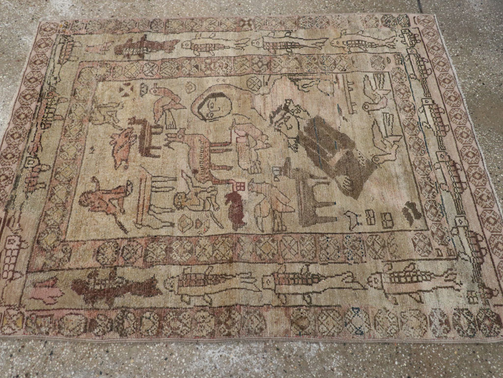 Antique Persian Malayer Pictorial Rug, No.29795 - Gss