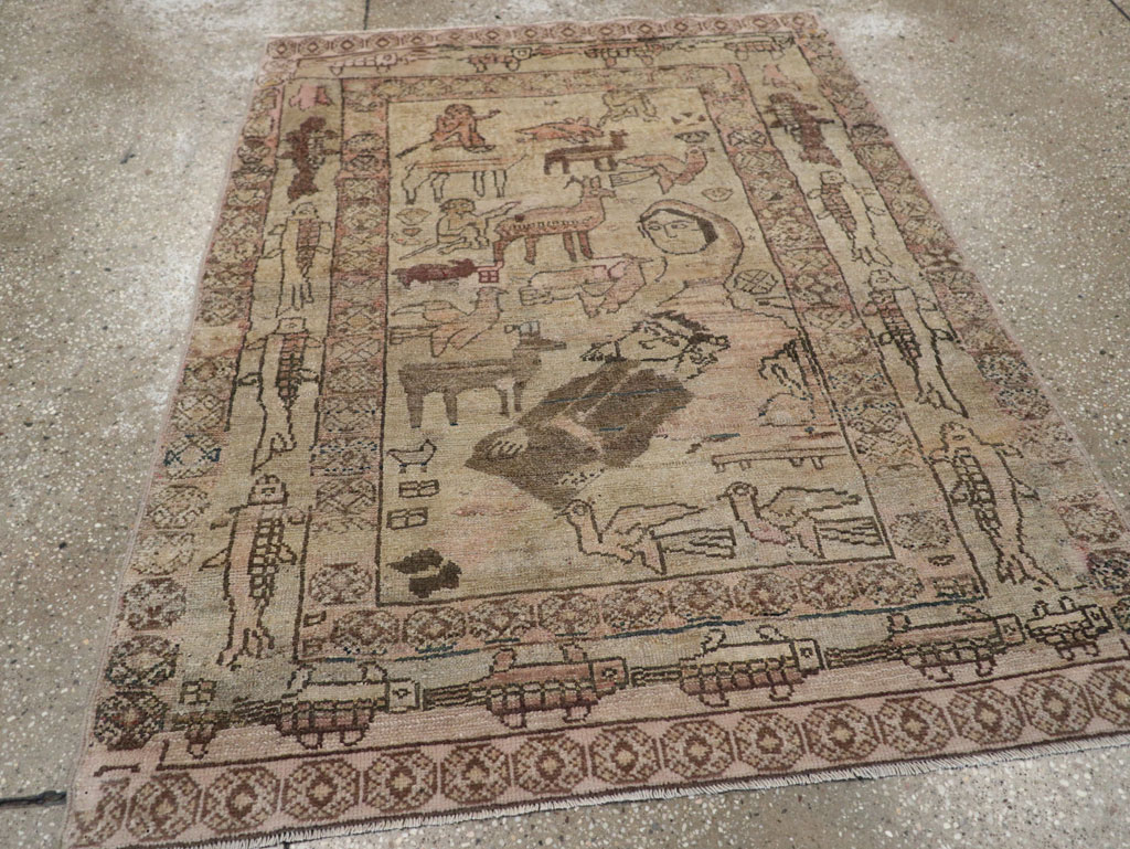 Antique Persian Malayer Pictorial Rug, No.29795 - Gss