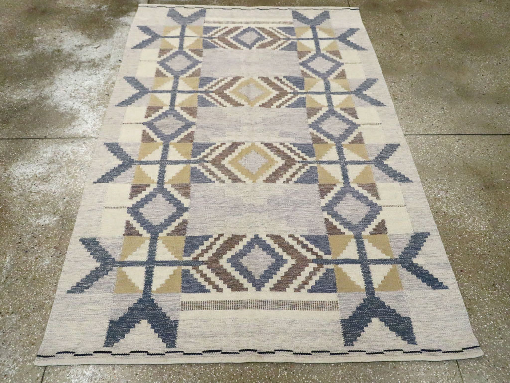 Contemporary Swedish Inspired Turkish Flat-Weave, No.29806 - Gss