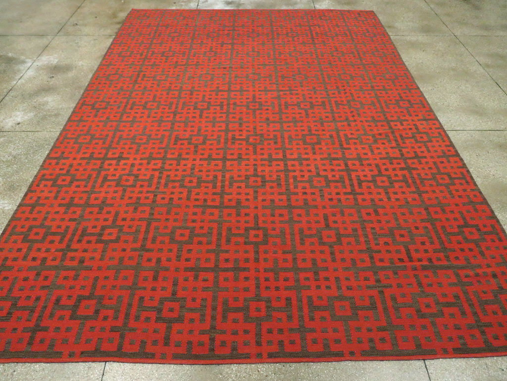 Contemporary Room Size Turkish Flatweave Kilim, No.29814 - Gss
