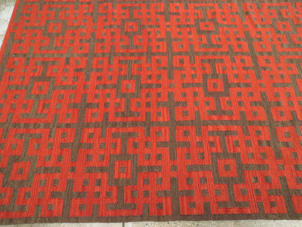 Contemporary Room Size Turkish Flatweave Kilim, No.29814 - Gss