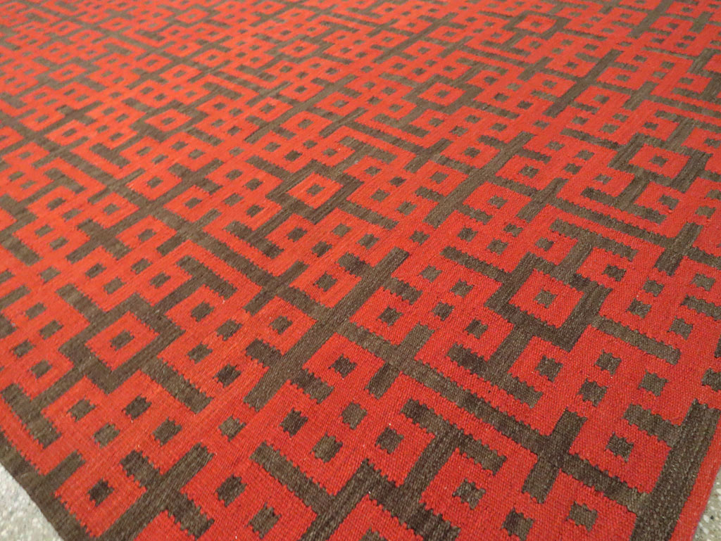 Contemporary Room Size Turkish Flatweave Kilim, No.29814 - Gss
