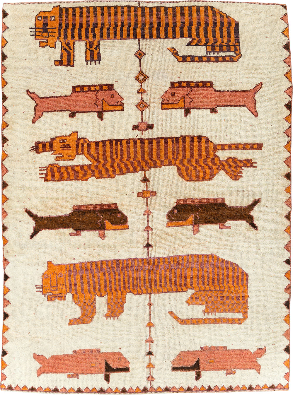 Vintage Persian Bakhtiari Pictorial Accent Rug (Pair: 2 of 2), No.30017 - Gss