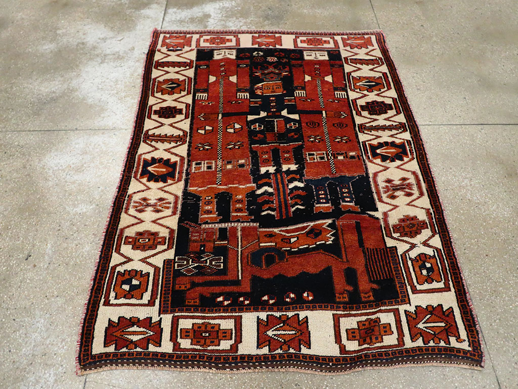 Vintage Persian Pictorial Bakhtiari Rug, No.30028 - Gss