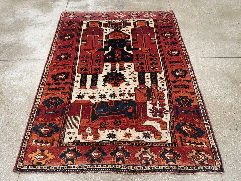 Vintage Persian Pictorial Bakhtiari Rug, No.30029 - Gss