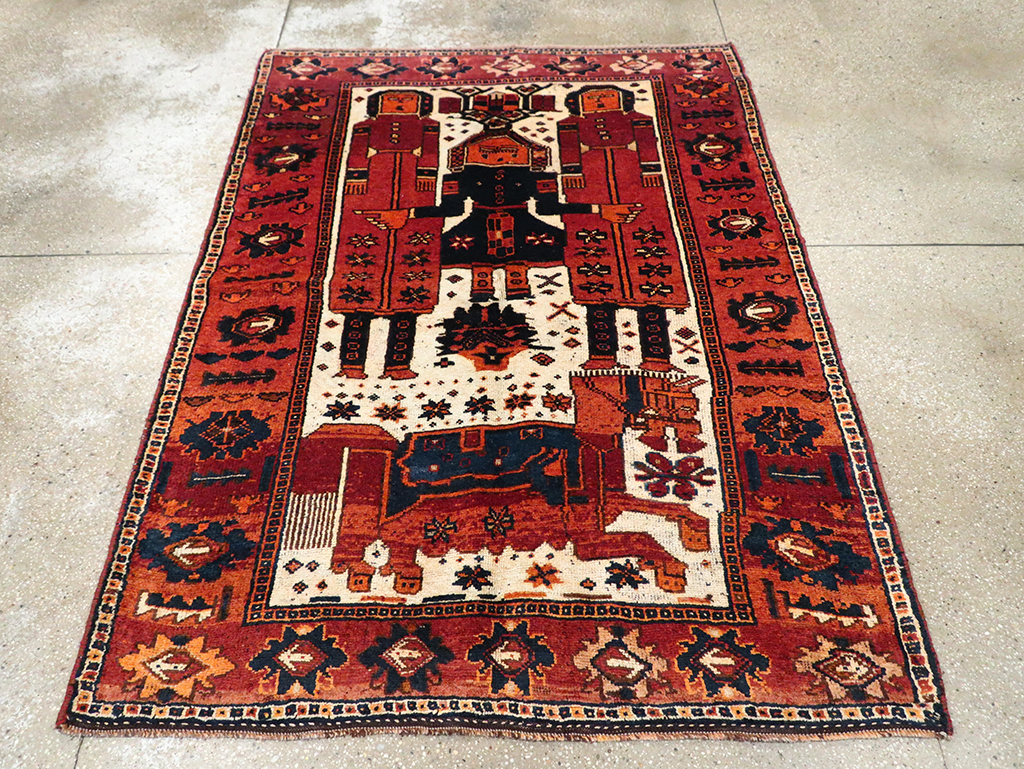 Vintage Persian Pictorial Bakhtiari Rug, No.30029 - Gss