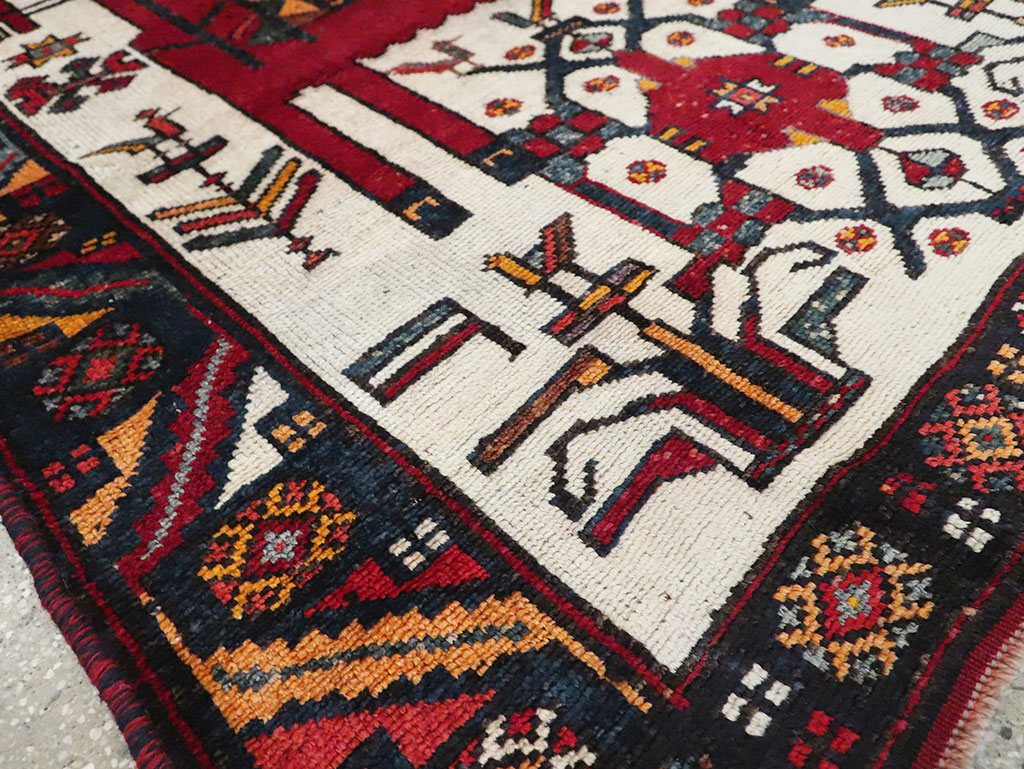 Vintage Persian Pictorial Bakhtiari Square Accent Rug (Pair: 2 of 2), No.30034 - Gss
