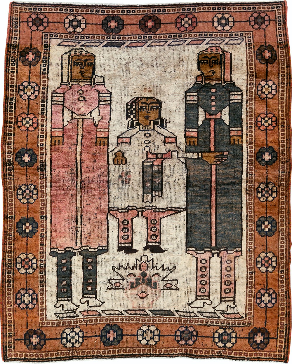 Vintage Persian Bakhtiari Pictorial Rug, No.30035 - Gss