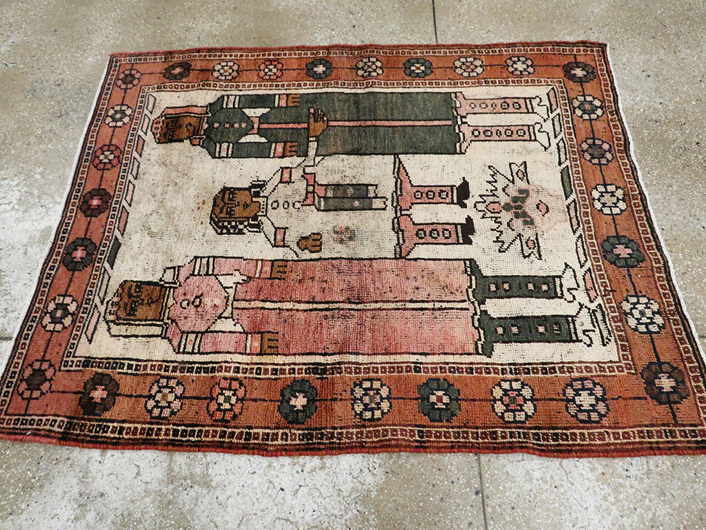 Vintage Persian Bakhtiari Pictorial Rug, No.30035 - Gss