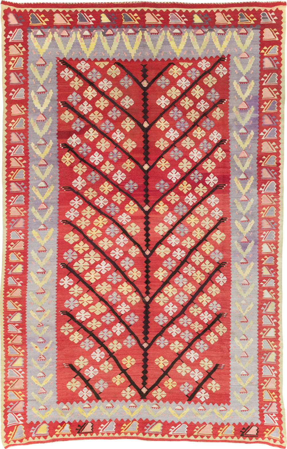 Vintage Turkish Flatweave Kilim Accent Rug, No.30042 - Gss
