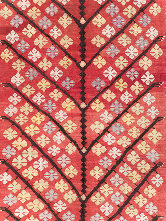 Vintage Turkish Flatweave Kilim Accent Rug, No.30042 - Gss