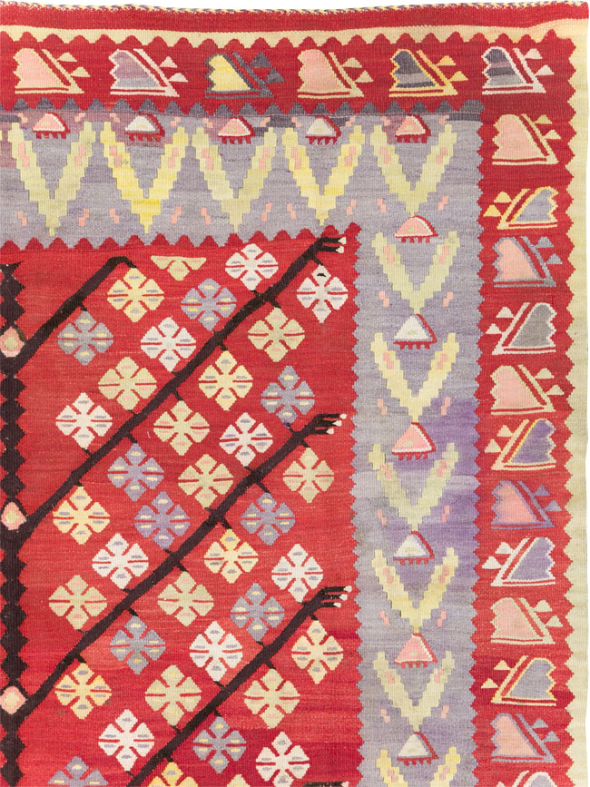 Vintage Turkish Flatweave Kilim Accent Rug, No.30042 - Gss