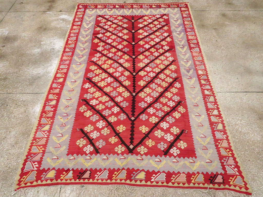 Vintage Turkish Flatweave Kilim Accent Rug, No.30042 - Gss