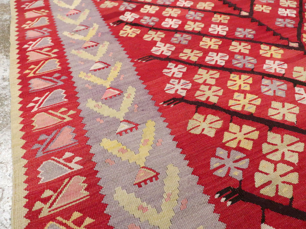 Vintage Turkish Flatweave Kilim Accent Rug, No.30042 - Gss