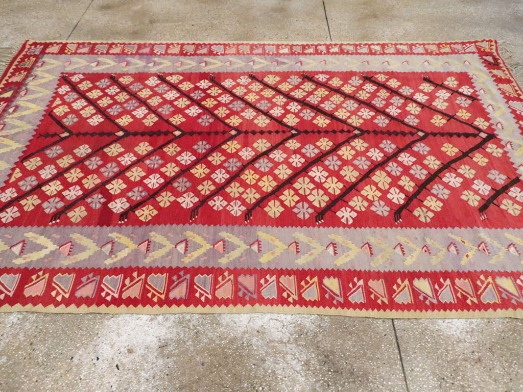 Vintage Turkish Flatweave Kilim Accent Rug, No.30042 - Gss