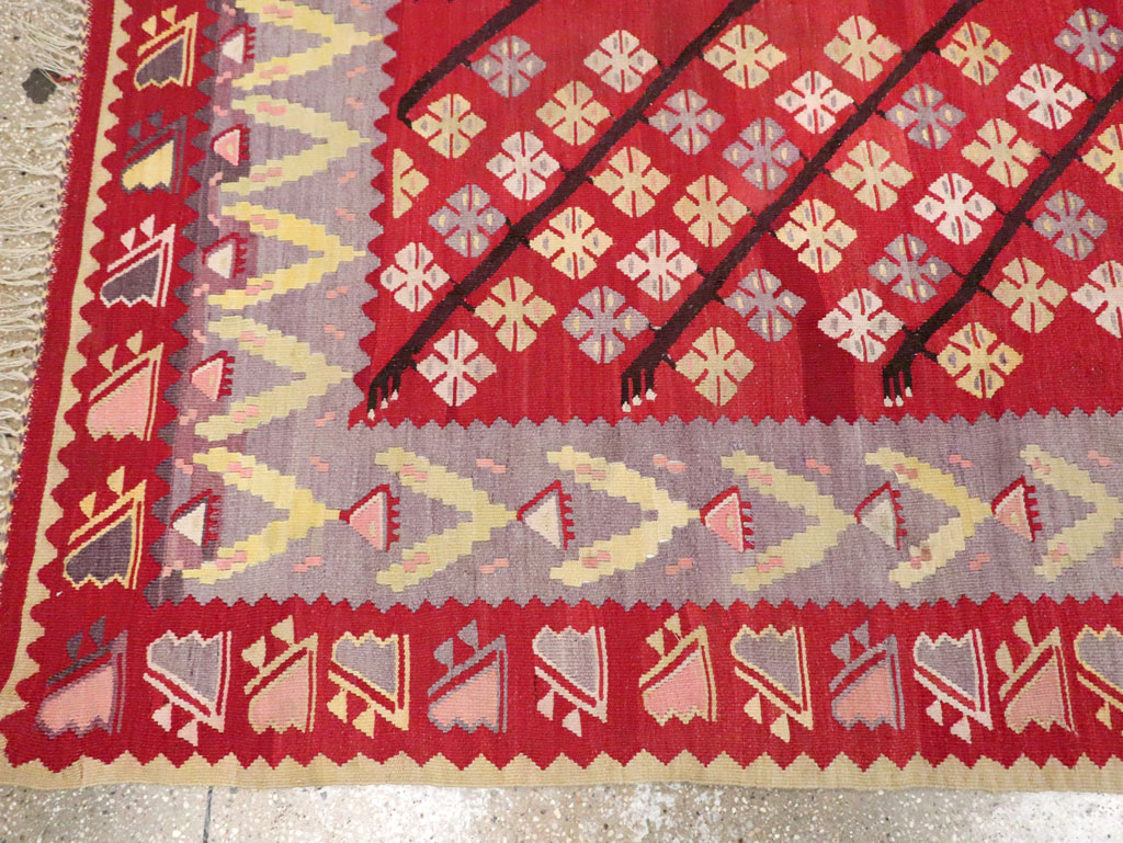 Vintage Turkish Flatweave Kilim Accent Rug, No.30042 - Gss