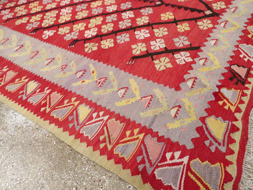 Vintage Turkish Flatweave Kilim Accent Rug, No.30042 - Gss