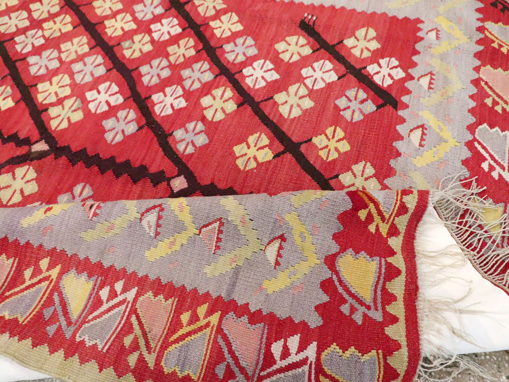 Vintage Turkish Flatweave Kilim Accent Rug, No.30042 - Gss