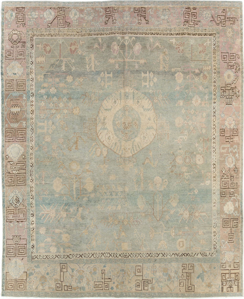 Antique East Turkestan Khotan Accent Rug, No.30043 - Gss