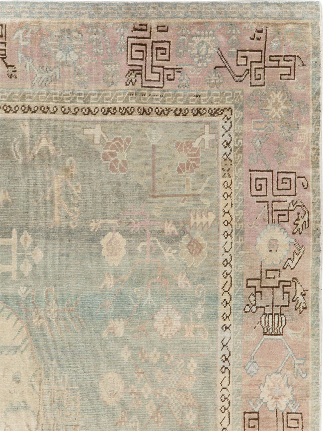 Antique East Turkestan Khotan Accent Rug, No.30043 - Gss
