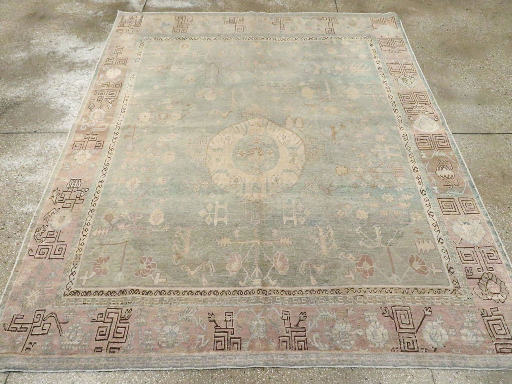 Antique East Turkestan Khotan Accent Rug, No.30043 - Gss