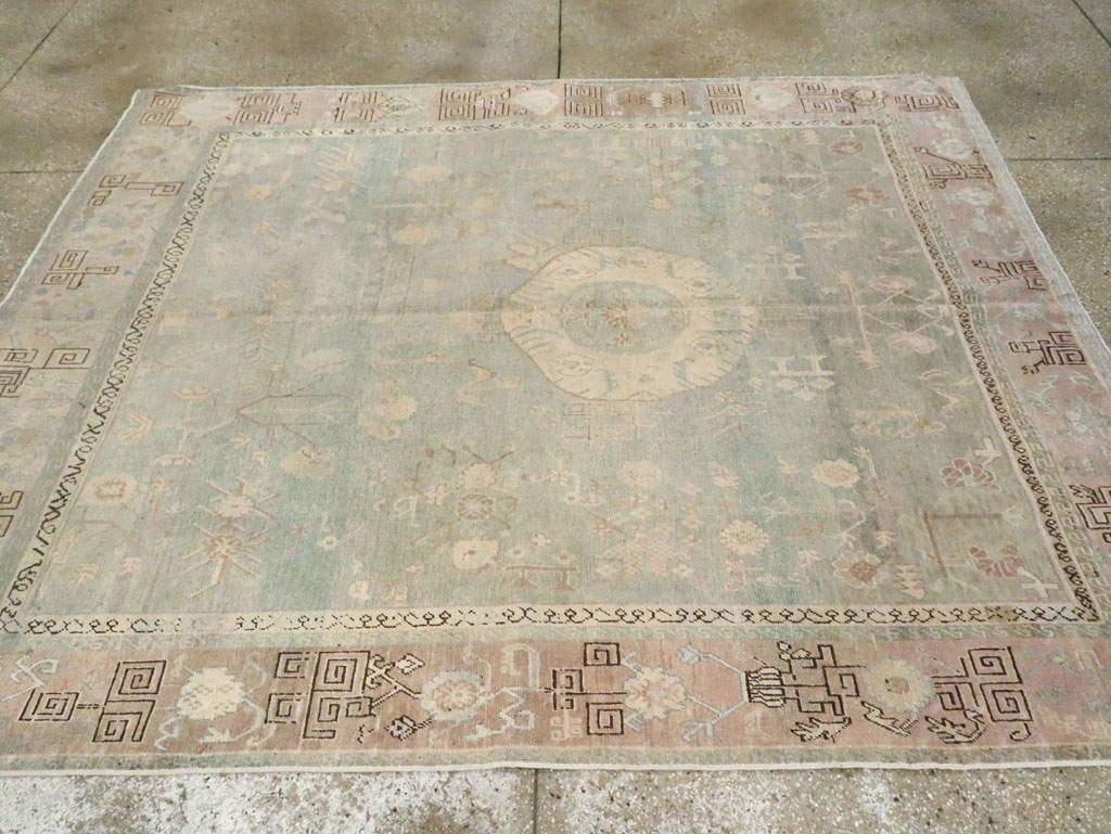 Antique East Turkestan Khotan Accent Rug, No.30043 - Gss