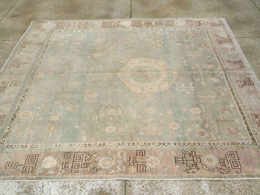 Antique East Turkestan Khotan Accent Rug, No.30043 - Gss