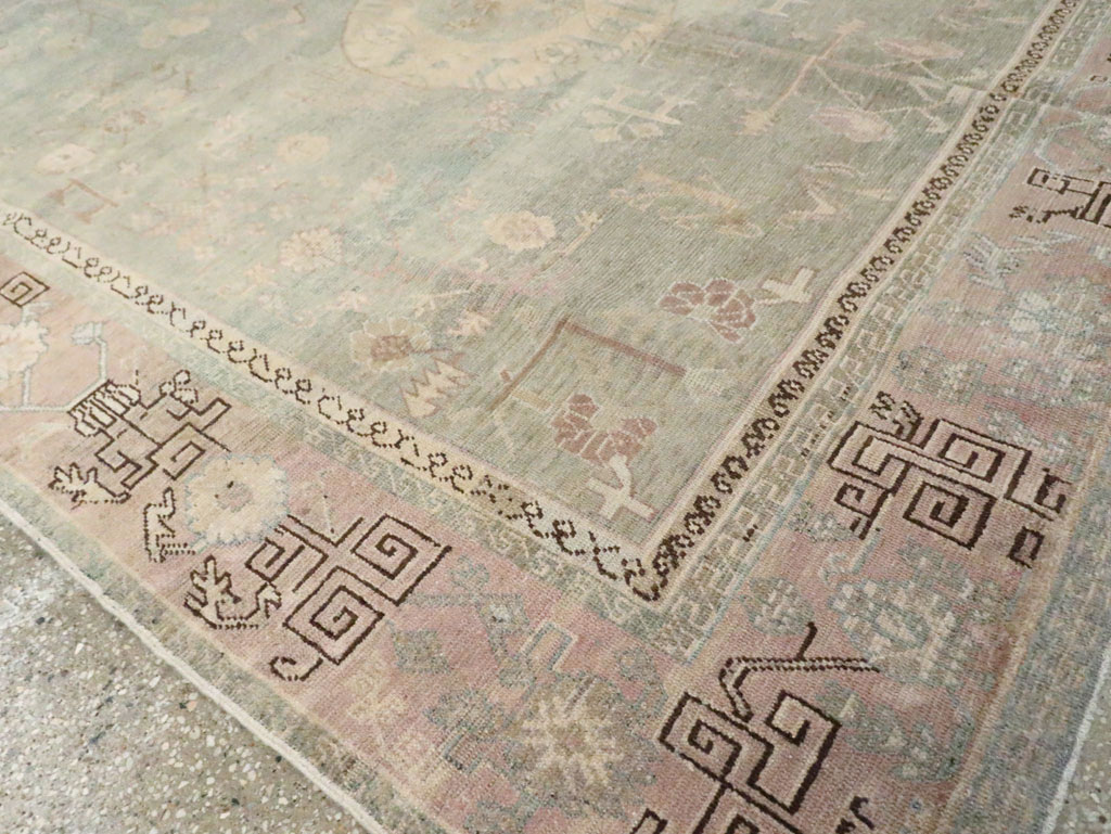 Antique East Turkestan Khotan Accent Rug, No.30043 - Gss