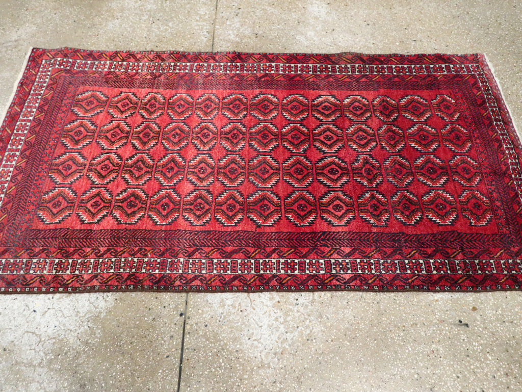 Vintage Central Asian Turkoman Tribal Throw Rug, No.30054 - Gss