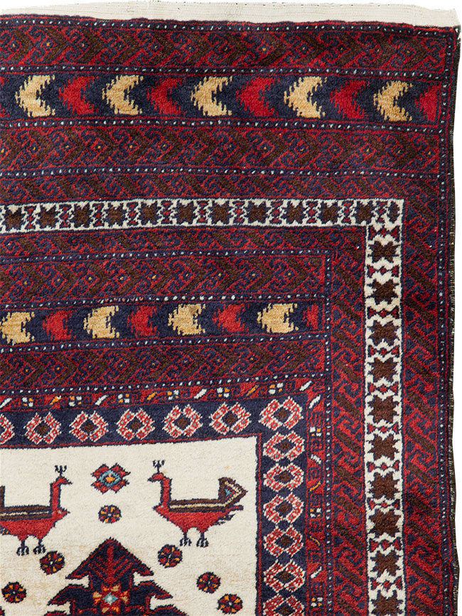 Vintage Persian Pictorial Baluch Rug, No.30055 - Gss