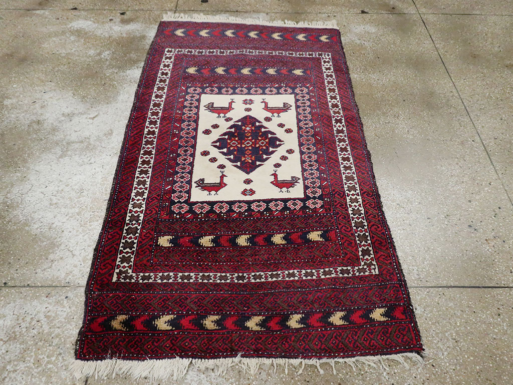 Vintage Persian Pictorial Baluch Rug, No.30055 - Gss