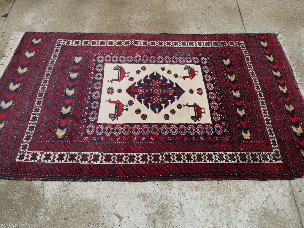 Vintage Persian Pictorial Baluch Rug, No.30055 - Gss