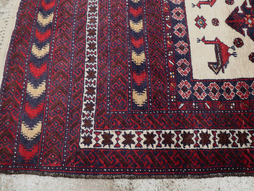 Vintage Persian Pictorial Baluch Rug, No.30055 - Gss