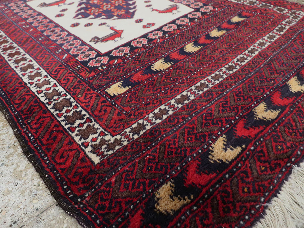 Vintage Persian Pictorial Baluch Rug, No.30055 - Gss