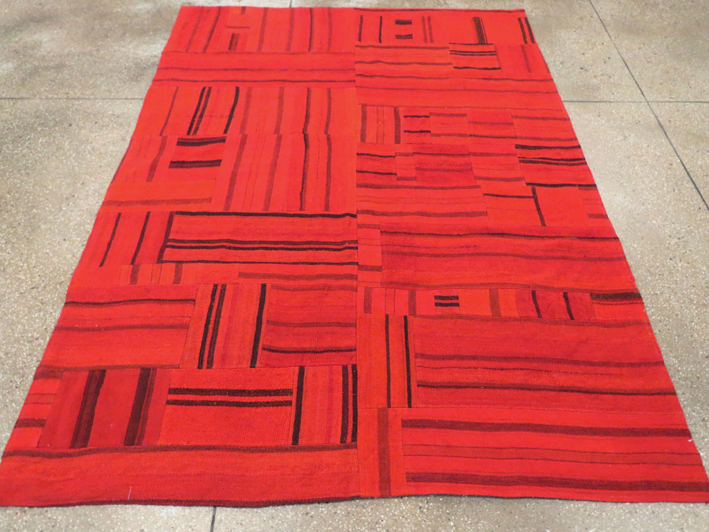 21st Century Red Patchwork Style Turkish Flatweave Kilim, No.30083 - Gss