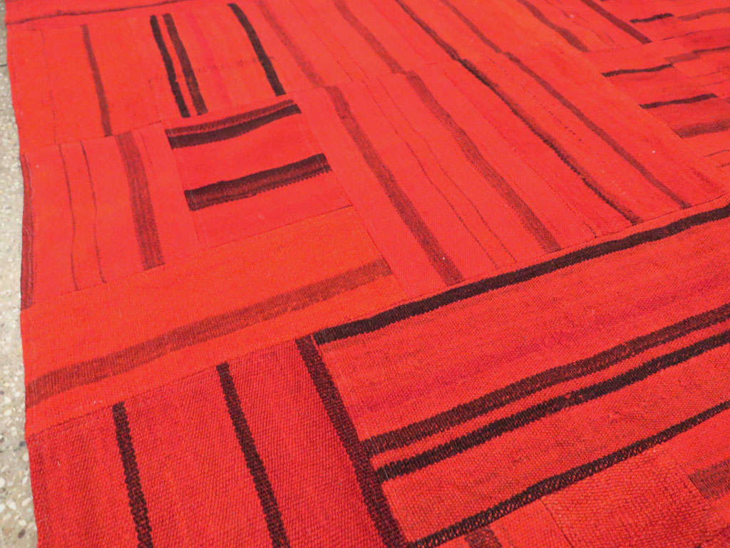21st Century Red Patchwork Style Turkish Flatweave Kilim, No.30083 - Gss