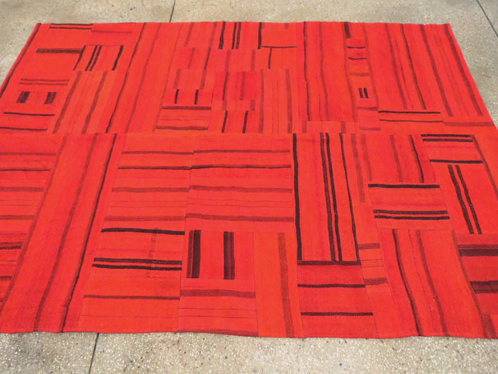 21st Century Red Patchwork Style Turkish Flatweave Kilim, No.30083 - Gss