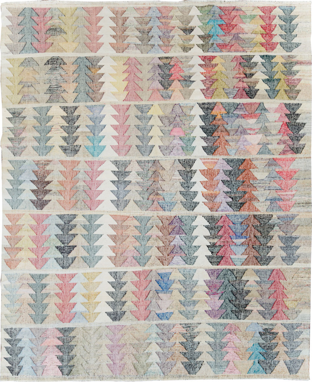 Contemporary Turkish Flatweave Kilim Room Size Carpet, No.30101 - Gss